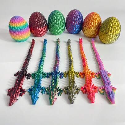 Huevo de dragón móvil impreso en 3D de forma única, decoración de huevo de dragón de roca detallado con dragón totalmente posicionable, ideal para coleccionistas, entusiastas de la fantasía y regalos únicos