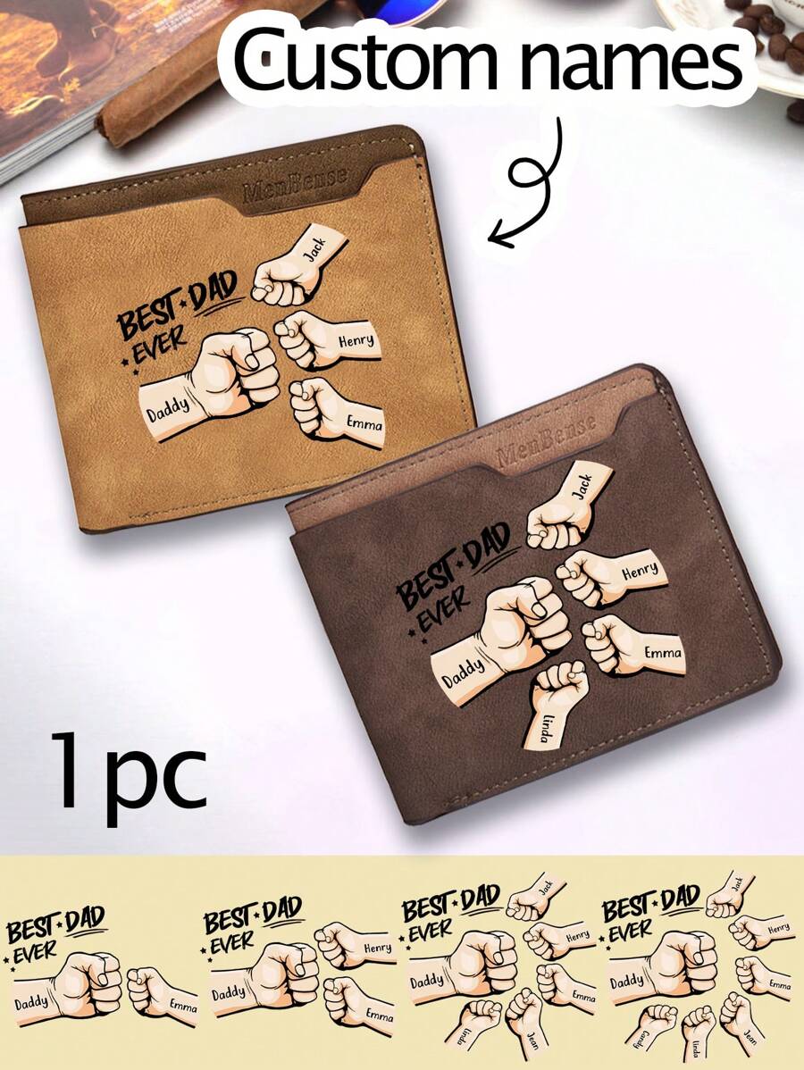1pc Customized Father's Wallet, Custom Names Wallets For Men, Personalized Dad Wallet With 2-7 Names, Personalized Wallets For Men, 12.4x9.9x2.5cm - Pu Leather, Light Brown/Dark Brown, Personalized Men Wallet, Fathers Day From Daughter/Son/Wife, Gifts For Dad, For Boyfriend Husband Grandfather Anniversary Birthday Gift, ,Colorful,Cute,Adorable,Funny,Kawaii,Y2K,Stylish,Unisex,Casual,Custom,Personalized,Unique,Customized,Ideal Gifts For Him,Ideal Gifts For Her,Her,Boyfriend,Girlfriend,Family,Friends,Travel Accessories,Travel Accessories,School Supplies,Back To School,For Office,For School,For Classroom,For Teacher Gifts,For University,For Colleague,For Dorm Rooms,For Teacher,For Boys And Girls,For Teenagers,Junior High School Students,Middle School Students,High School Senior High School Students,College Students,University Students,Freshman,Sophomore,Underclassmen