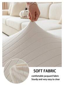 1pc All Season Chenille Jacquard Anti-Slip Sofa Seat Cushion Cover, Soft & Skin-Friendly, Pet-Proof, Elastic Couch Cover, Suitable For L-Shaped And 1/2/3/4 Seater Sofas In Living Room, Minimalist Modern Style, Spring/Autumn