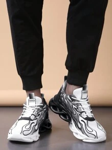 男女通用户外运动四季防滑轻便透气百搭低帮休闲跑步运动鞋适合青少年 - 黑與白 - 查看 3