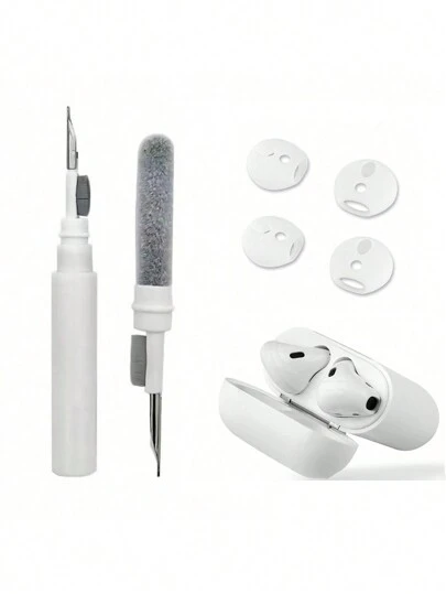 1pc Cleaning Brush + 2 Pairs Of 4 Eartips, Compatible With Airpods 1/2 Headphones, Multifunctional Cleaning Brush Set