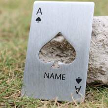 1 件个性化名称不锈钢开瓶器，扑克牌设计开瓶器，黑桃 A 牌形状，趣味不锈钢开瓶器，派对独特礼物 - 銀色的 - 查看 7