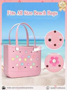 8 Stücke/4 Stücke/1 Stück Blumen Deko Accessoires, Simply Southern Tasche und Holzpantoffeln, individualisierbare Regenbogen Blumen Dekorationen für Ihre Strandtasche - Verschiedenfarbig - Übersicht 2