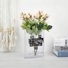 1PC定制书形花瓶私人照片定制图片文字简约时尚家居装饰摆件优雅大气个性亚克力花瓶适合居家场景爱情礼物 - 彩色 - 查看 7