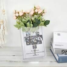 1PC定制书形花瓶私人照片定制图片文字简约时尚家居装饰摆件优雅大气个性亚克力花瓶适合居家场景爱情礼物 - 彩色 - 查看 8