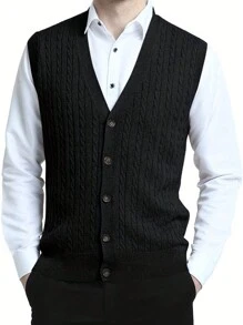 Gilet in stile coreano lavorato a maglia per uomo, cardigan smanicato, adatto per primavera, autunno e inverno