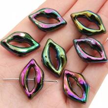 beadia 10/30pcs 25x15mm Acrylic Plated Colored (White, Rose Red, Pink, Purple, Black)Lip Shaped Beads For DIY Accessories On Necklaces And Bracelets By Handmade DIY