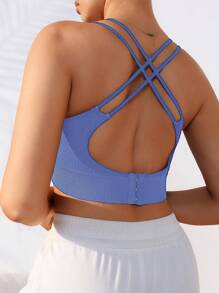 1 szt. bezszwowy biustonosz sportowy typu racerback, uniwersalny, elastyczny, wygodny, cienki, wyściełany