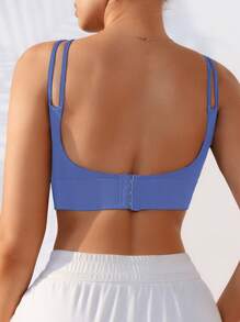 1 szt. bezszwowy biustonosz sportowy typu racerback, uniwersalny, elastyczny, wygodny, cienki, wyściełany