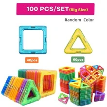 50pcs/100pcs Large And Medium Size Magnetic Building Blocks, Kids' Diy Magnet Toy, Designer Building Set, Children's Day Gift - Multicolor - View 10
