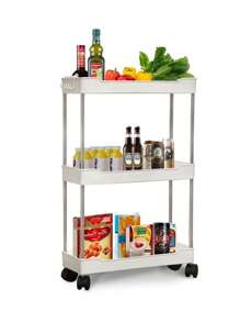 1pc 4-Tier Storage Rack, Floor-Standing Shelf For Bedroom, Kitchen, Bathroom, Dorm, With Storage Baskets - Narrow Version Outdoor Decor