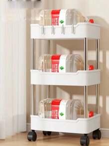 1pc 4-Tier Storage Rack, Floor-Standing Shelf For Bedroom, Kitchen, Bathroom, Dorm, With Storage Baskets - Narrow Version Outdoor Decor