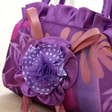 1 件时尚百褶花朵女士手提包蕾丝手柄零钱包钥匙包便携晚宴小包