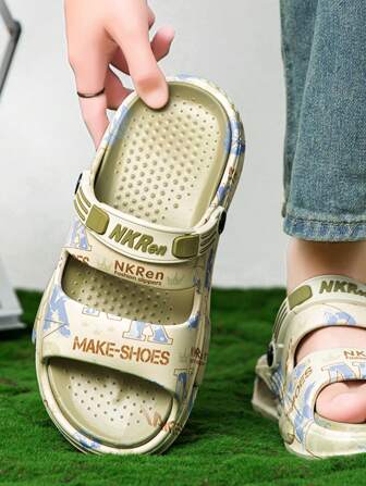 2025男士夏季休闲两用拖鞋防滑耐磨透气沙滩凉鞋颜色随机