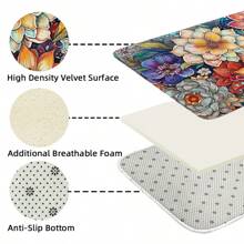 1pc Home Decor, Room Decor, Bathroom Decor, Bathroom Bath Mat, Bathroom Non-Slip Mat, Kitchen Decor, Kitchen Mat, Bathroom Set, Entryway Rug, Door Mat, Soft Plush Surface, Home Decoration, Anti-Fatigue Mat, Colorful Retro Floral Pattern Mat, Bohemian Style, Soft & Comfortable Surface, Relaxes Feet, Relieves Fatigue Floor Carpet Outdoor Rug Door Mat