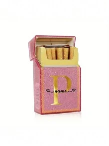 Customized Name Shiny Pink Crystal Cigarette Case, Waterproof, Holds 20 Cigarettes, Gold Lettering, Fits In Pocket Or Handbag, Perfect Gift For Him/Her - Multicolor - View 16