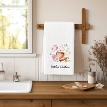 1Pc Custom Text Kitchen Towel Kitchen Utensils Floral Custom Towel Farmhouse Dish Towel Kitchen Dishwashing Hand Tea Towel Kitchen Drying Dish Towel For Kitchen Restaurant Dining Table