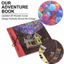 OUR ADVENTURE BOOK A Big Adventure Book 12x12 Inch Scrapbook Photo Album, 60 Pages, 3D Retro Embossed Letter Hardcover Movie Up Travel Journal Memory Book For Couples, Best Friend Gift