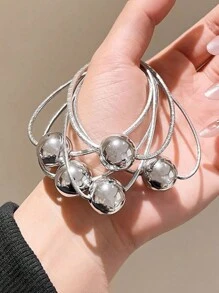 Ligas para el cabello elásticas con bolas de plata súper brillantes y doradas, scrunchies minimalistas de alta gama para coleta, scrunchies elegantes personalizados y simples, accesorios de cabello de alta elasticidad para el baño, accesorios para festivales, accesorios de otoño e invierno