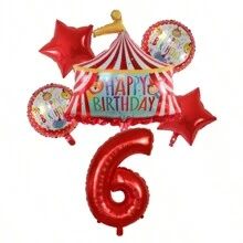 Circus Theme Foil Red Number Circus Stage Balloons Decoration, Birthday Party, Anniversary, Festival Supplies, Scene Layout