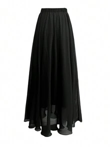 Leopard Print Stand Collar Long Sleeve Fitted T-Shirt And Solid Color Skirt Set - Black - View 8