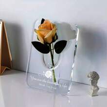 Custom Acrylic Flower Vase, Artistic Hydroponics Floral Arrangement Container, Office Decor Stand Gifts Birthday Graduation - White - View 3