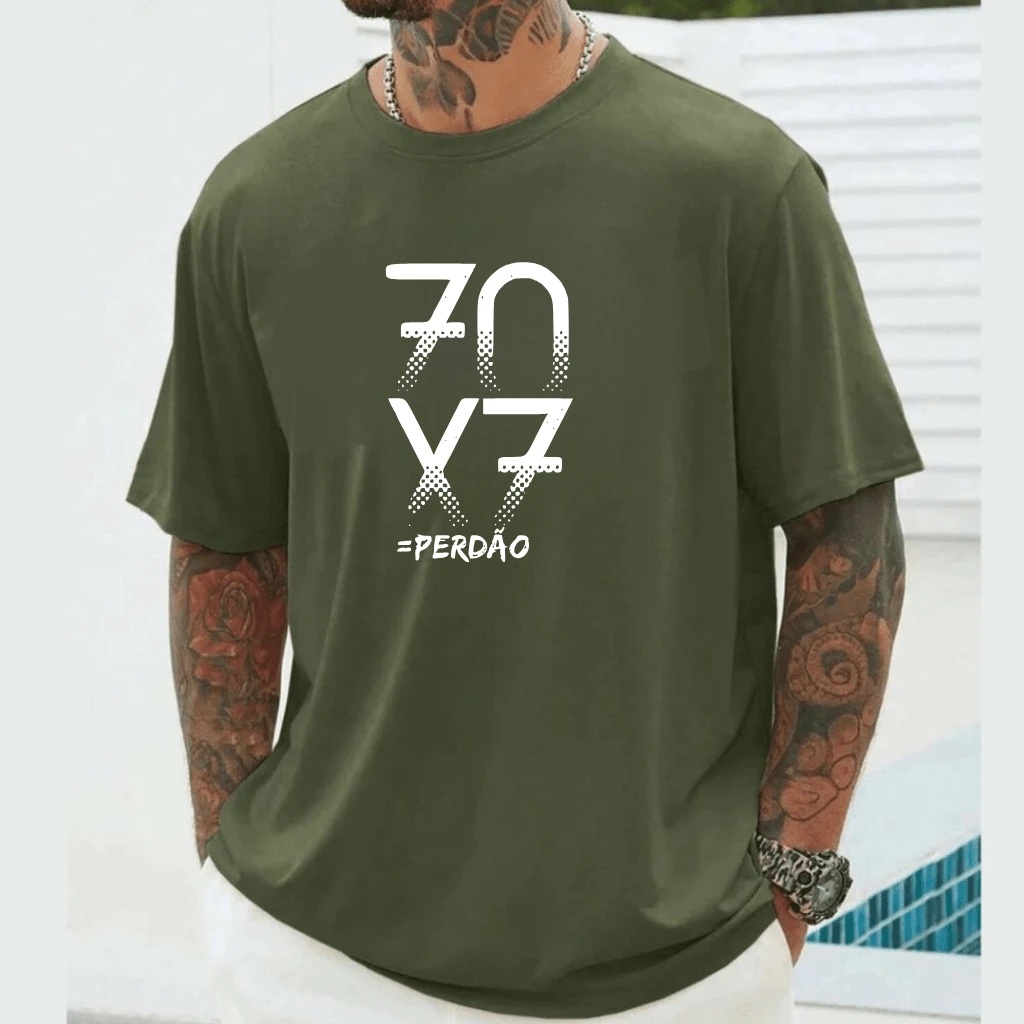Men's T-Shirt 70X7 Gospel Forgiveness Premium Cotton Unisex - 綠色 - 查看 1