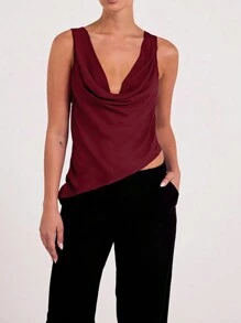 Camiseta de mujer WOWDARK elegante de unicolor y cuello de tortuga reversible - Burdeos - Ver 7