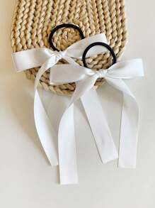 2个/包 女士简约时尚粉色蝴蝶结发圈，芭蕾舞风格丝带发绳，适合扎马尾辫，可爱又适合日常佩戴，情人节发圈，马尾辫发绳，发圈，发饰，发饰，橡皮筋 - 粉色 - 查看 14