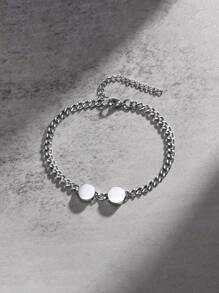1 Piece - Custom Engraved Stainless Steel Bracelet Is Dazzling And Paired With An Exquisite Round Pendant.