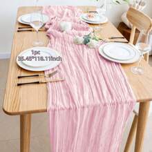 1/2pcs 90*180/300/400cm Red Bohemian Style Sheer Fabric Table Runners, Suitable For Party, Dining Table Decor, Valentine's Day, New Year, Engagement, Wedding, Shower, Birthday (Multiple Colors)