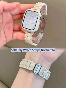 二合一 Apple Watch 表带 + Apple Watch 表壳星光硅胶软壳配星光白色树脂表带 S6 表壳防摔保护壳兼容 Apple Watch 表带 41mm 45mm 42mm 44mm 40mm 38mm 纯色小方形亚克力表带女士透气酷炫多功能休闲腕带手链派对腕带节日礼物适用于 Ultra2/9 系列四季通用 Ins 风格带来高品质感新产品，适合学生 - 星光色 - 查看 2