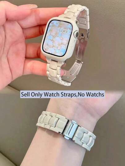 二合一 Apple Watch 表带 + Apple Watch 表壳星光硅胶软壳配星光白色树脂表带 S6 表壳防摔保护壳兼容 Apple Watch 表带 41mm 45mm 42mm 44mm 40mm 38mm 纯色小方形亚克力表带女士透气酷炫多功能休闲腕带手链派对腕带节日礼物适用于 Ultra2/9 系列四季通用 Ins 风格带来高品质感新产品，适合学生