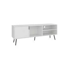 Vulcan 63" Wide Tv Stand With One Cabinet, Three Open Shelves, Cable Management, Living Room, Tv Room White - 彩色 - 查看 4