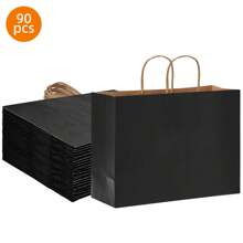 Tomnk 110/60pcs Brown/Black 16x6x12 Inch Kraft Paper Bags With Handles, Shopping Bags In Bulk For Boutiques, Small Business, Retail Stores, Gifts, Wedding Supplies, For Mother's Day - 彩色 - 查看 13