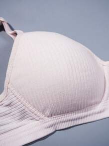 3 Peças Sutiãs Esportivos sem Arco para Adolescentes, Cor Sólida com Costela, Alça Ajustável com Coração, Sutiãs Confortáveis para Adolescentes