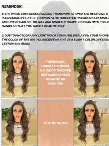 13x4 Linen Brown Natural Big Wave Synthetic Lace Front Wig, Glueless Full Wig, High Quality Heat Resistant Fiber, Suitable For Halloween - Linen Brown - View 9