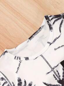 2pcs/Set Tween Boy Casual Short Sleeve Top & Shorts Set, Summer - Multicolor - View 3