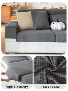 1 funda de cojín para sofá de chenilla jacquard antideslizante, suave y agradable a la piel, estilo moderno, apta para mascotas, adaptable para sofás en forma de L de 1/2/3/4 plazas, disponible para todas las estaciones (una pieza) - Gris Oscuro - Ver 7