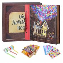 OUR ADVENTURE BOOK A Big Adventure Book 12x12 Inch Scrapbook Photo Album, 60 Pages, 3D Retro Embossed Letter Hardcover Movie Up Travel Journal Memory Book For Couples, Best Friend Gift
