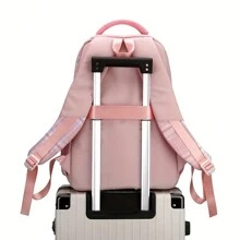 Mochila ligera de Cinnamon Dog de Sanrio - Bolso de mujer de gran capacidad con estampado de dibujos animados, de múltiples capas y usos, de nailon, color rosa brillante con patrón de animal, cierre con cremallera, lavable a máquina - Adecuado para la escuela, uso al aire libre y viajes