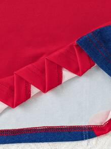 Baby Girl Insect & Flower Print Crew Neck Short Cap Sleeve Dress - Red - View 6