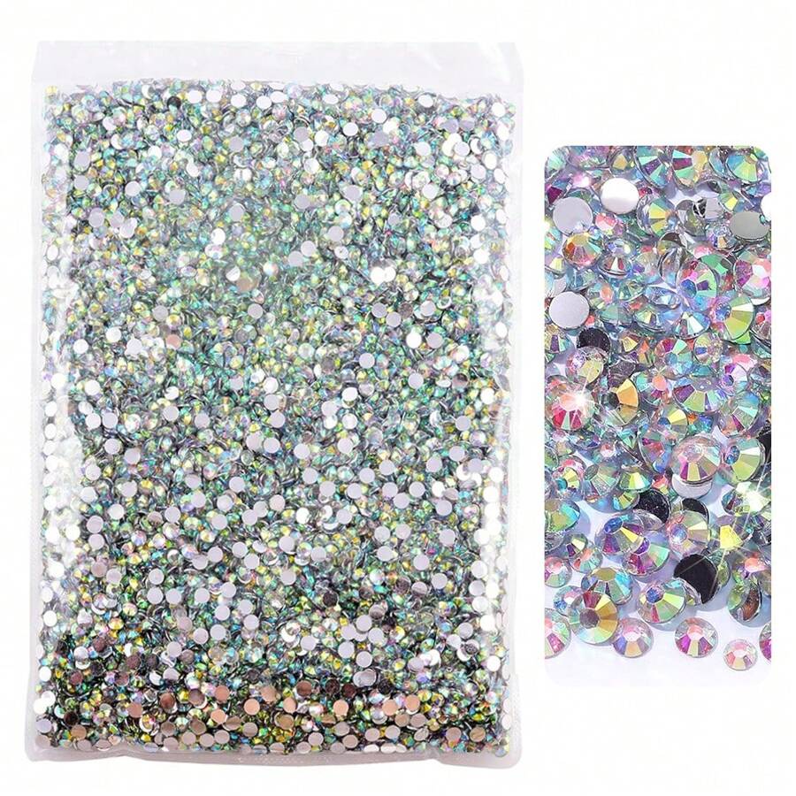 10000 颗 3.0 毫米 AB 树脂水钻圆形平底果冻水晶石，适用于手工艺品、木材、衣服、鞋子、杯子、瓶子、指甲、化妆品、手机壳 DIY 设计指甲用品指甲饰指甲宝石 - 彩色 - 查看 1
