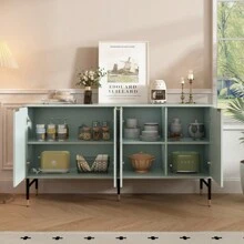Sideboard Buffet Cabinet, Modern Accent Cabinet With 4 Door, Entryway Cabinet With Storage For Living Room, Dinning Room,Gray