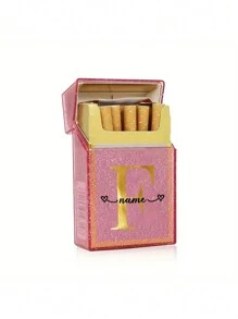 Customized Name Shiny Pink Crystal Cigarette Case, Waterproof, Holds 20 Cigarettes, Gold Lettering, Fits In Pocket Or Handbag, Perfect Gift For Him/Her - Multicolor - View 4