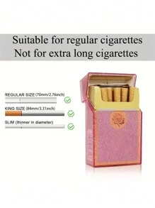 Customized Name Shiny Pink Crystal Cigarette Case, Waterproof, Holds 20 Cigarettes, Gold Lettering, Fits In Pocket Or Handbag, Perfect Gift For Him/Her - Multicolor - View 5