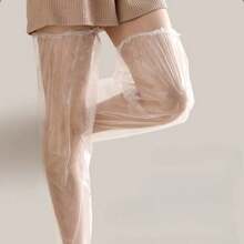 10 PEZZI = 5 PAIA Di Pellicola per gambe monouso spessa con copriscarpe, pellicola trasparente per la cura dei piedi, copertura per gambe in PE plastico a tubo lungo, copriscarpe impermeabili