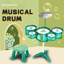 Juego de batería para niños pequeños, Juego de batería de jazz para niños con taburete, Juegos e instrumentos musicales, Regalo de cumpleaños, Navidad, Pascua para niños y niñas - Ver 2