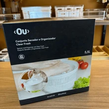 Centrífuga Secadora de Saladas Lavagem e Higienização de Verduras Folhas C/ Cesto Drenagem de Água Secagem Rápida 5,5L Organizador Geladeira OU