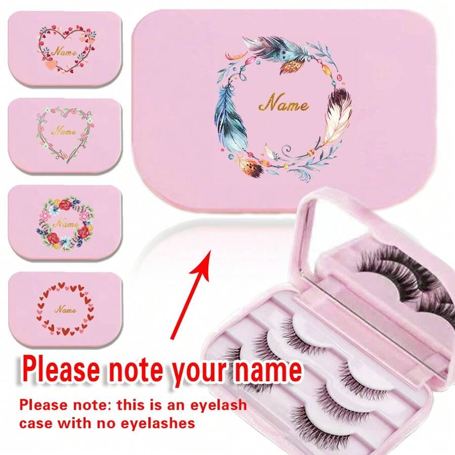 Spersonalizowane imię Kobiety Fałszywe etui na rzęsy Organizer z lustrem Sztuczne pudełko do przechowywania rzęs Uchwyt Ochronne przenośne narzędzia kosmetyczne z nazwą Dostosuj spersonalizowany wzór Akcesoria podróżne, na plażę wakacyjną, kolekcję łazienkową, kolekcję sypialni, duża pojemność - Różowy - Zobacz 1